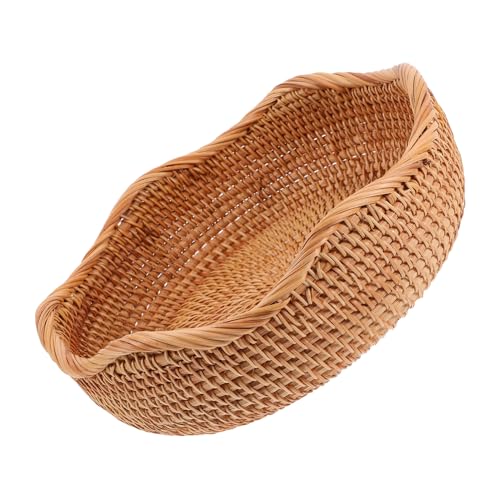 SOESFOUFU Handgefertigte Obstschale Aus Rattan Für Die Küchentheke Brot Dekorativer Aufbewahrungskorb Großer Runder Gewebter Korb von SOESFOUFU