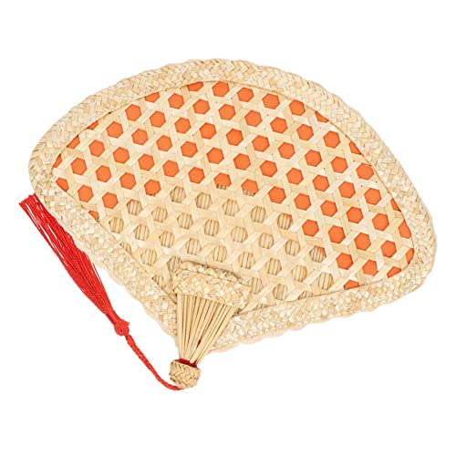 SOESFOUFU Handgefertigter Sommerfächer aus Weizenstroh Handgewebter Geräuschloser Handfächer mit Traditionellem Chinesischem Design Natürlicher Stabiler Kinderfächer für Kühle Luft im Freien von SOESFOUFU