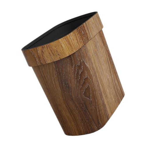SOESFOUFU Vintage Imitation Wood Grain Trash Can Eleganter Abfalleimer für Küche Bad und Wohnzimmer Großer Müllbehälter mit Kreativem Design für Platzsparende Entsorgung von SOESFOUFU