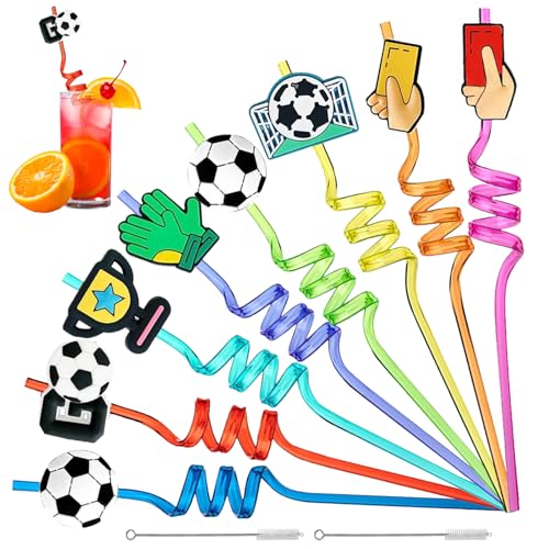 16 Stück Fußball Strohhalme Kinder, Fussball Deko Geburtstag Kinder, Wiederverwendbare Strohhalme mit 2 Reinigungsbürsten, Lockige Party Trinkhalme, Fußball Mitgebsel Kindergeburtstag Deko 16 Stück Fußball Strohhalme Kinder, Fussball Deko Geburtstag Kinder, Wiederverwendbare Strohhalme mit 2 Reinigungsbürsten, Lockige Party Trinkhalme, Fußball Mitgebsel Kindergeburtstag Deko von SOETDERT
