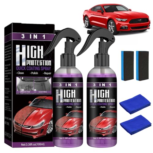 High Protection 3in1 Spray, Auto Politur Auto Beschichtung Spray, Nano Auto Beschichtungsspray, Car Coating Spray, Schnelles Auto Beschichtung Kratzer Spray für Autos Motorräder (2 pcs) von SOETDERT