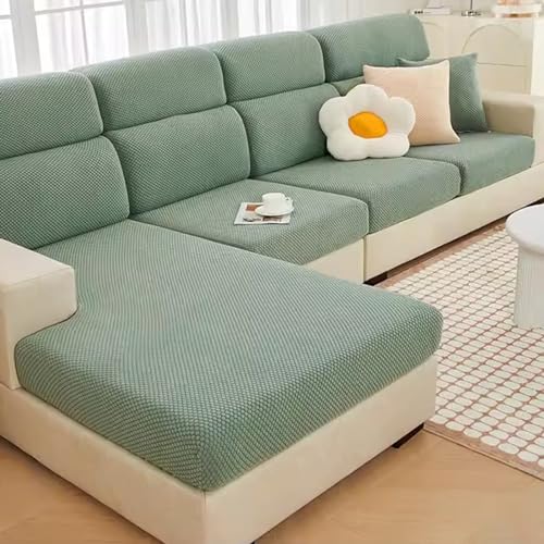 Elastischer Sofabezug Sofaschoner Bezug Verdickung Jacquard-Stoff Sofa-Bezug Kombinierter Sofabezug für L-Sofas (Farbe : Dunkelgrün, Größe : 65-95cm x 65-95cm) von SOFA SUPPLIES