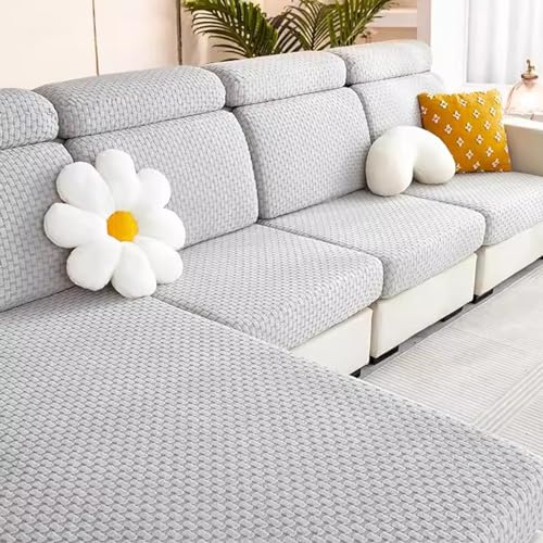 Sofa-Bezug Jacquard-Stoff Hohe Elastizität für L-Sofas Kombinierter Sofabezug Sofaschoner Bezug (Farbe : Hellgrau, Größe : 65-85cm x 135-165cm) von SOFA SUPPLIES