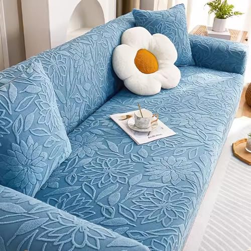 Sofabezug Dehnbare volle Abdeckung Weicher Jacquard Sofabezug mit Armlehnen Sofabezug in L-Form Staubdicht und katzenkratzfest (Farbe : Blau, Größe : 5-Sitzer) von SOFA SUPPLIES