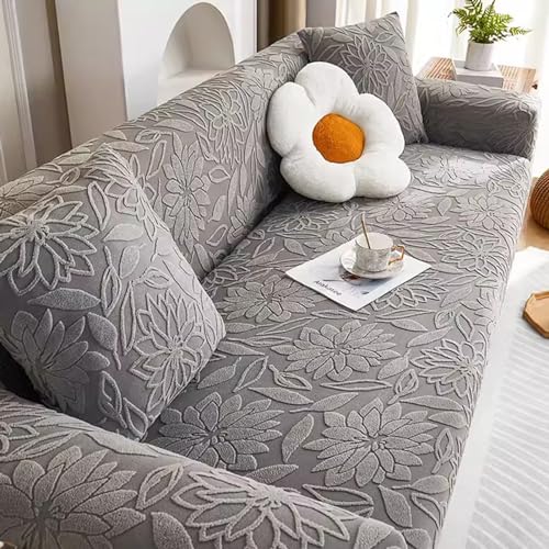 Sofabezug Dehnbare volle Abdeckung Weicher Jacquard Sofabezug mit Armlehnen Sofabezug in L-Form Staubdicht und katzenkratzfest (Farbe : Dunkelgrau, Größe : 3-Sitzer) von SOFA SUPPLIES