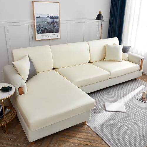 Sofabezug Wasserdichter Sofabezug rutschfest Elastischer Sofabezug für L-Sofa Staubdicht und katzenkratzfest (Farbe : Weiss, Größe : 155-175cm x 65-80cm) von SOFA SUPPLIES