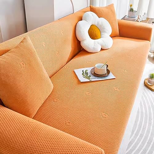 Sofaprotektoren Abdeckung wasserdicht verschleißfest Gekämmte Baumwolle Universal-Möbelschoner for Wohnzimmer mit 1 Kopfkissenbezug (Farbe : Orange, Größe : 3-Sitzer) von SOFA SUPPLIES