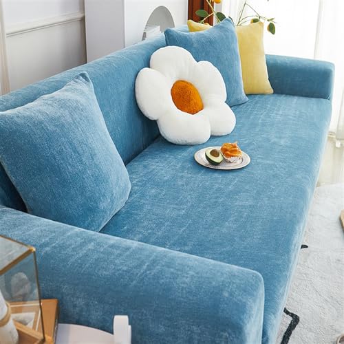 Sofaüberwurf All-Inclusive-Sofabezug Anti-Rutsch Chenille-Stoff Elastischer Sofabezug Sofa-Schutzhülle Geeignet für L-förmige Sofas (Farbe : Blau, Größe : 5 Seater(260-320cm)) von SOFA SUPPLIES