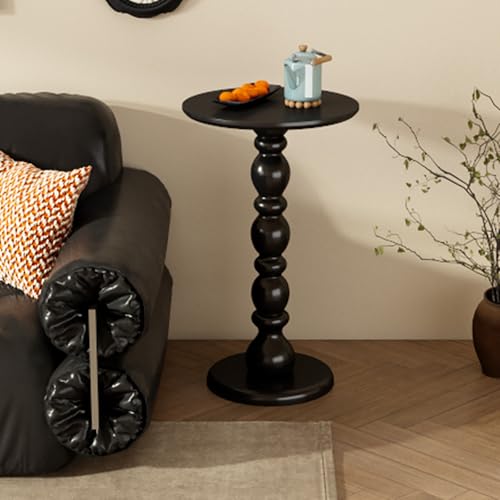 2er Set Couchtisch Rund aus Massivholz, Satztische mit 2-stufigem offenem Stauraum, 360° Gebogene Kante, Moderner Beistelltisc für Wohnzimmer, Schlafzimmer, Balkon(Black small) von SOFACHEN
