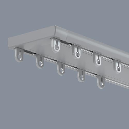 Doppelreihige Deckenvorhangschiene, Hochleistungs-Vorhangschienen mit eingebautem Schalldämpfer, geräuschloses Gleit-Doppelschienensystem für Vorhänge, Raumteiler im Wohnzimmer und Schlafzimmer(Gray,5 von SOFACHEN