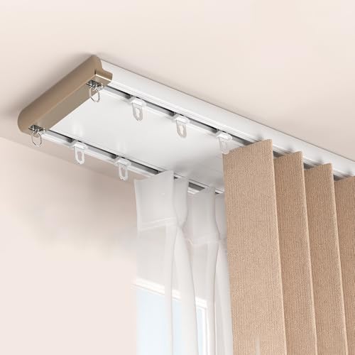 Leise Doppelvorhangschiene zur Deckenmontage, Doppelvorhangschiene aus Aluminiumlegierung mit Querverbindungsdesign, Vorhangschienen für Raumteiler/Schlafzimmer, einfache Installation(2.9m(9.5ft)) von SOFACHEN