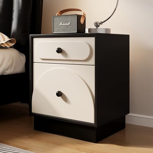 Massivholz Kiefer Nachttisch, Nachtschrank Nachtkonsole, Schlafzimmer Schrank, Nachtkommode mit 3 Schubladen und Metallgriff, Platzsparender Nachttisch für Wohnzimmer Schlafzimmer(Black,50cm) von SOFACHEN