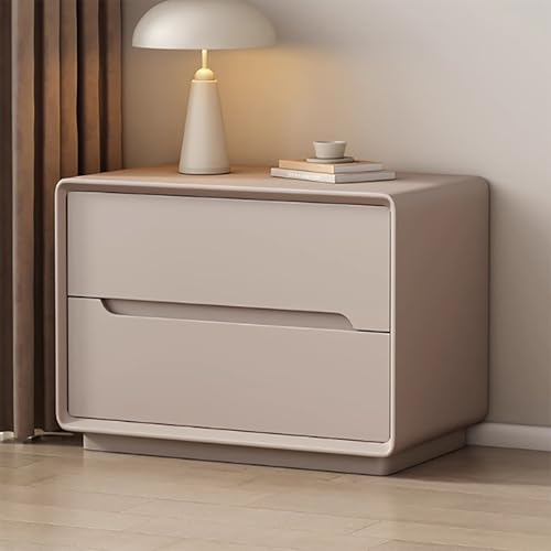 Massivholz Nachttisch, Nachtschrank mit 2 Schubladen und Unsichtbarer Griff, Stark und stabil, Beistelltisch, Nachttischmöbel, Holzplatte Organizer für Gegenstände, Studentenwohnheim(Khaki,50cm) von SOFACHEN