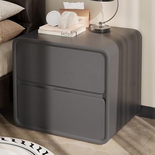 Massivholz Nachttisch, Nachtschrank mit 2 Schubladen und Unsichtbarer Griff, Stark und stabil, Beistelltisch, Nachttischmöbel, Schlichter Nachtkommode für Schlafzimmer und Wohnzimmer(Dark grey,45cm) von SOFACHEN