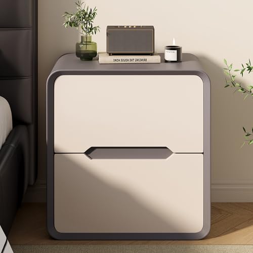 Nachttisch, Massivholz Nachtkasten, Nachtschrank Nachtkonsole, Nachtkommode mit 2 Schubladen, Schlichter Beistelltisch Sofatisch, Schubladenschrank für Schlafzimmer/Wohnzimmer(Dark gray,45cm) von SOFACHEN