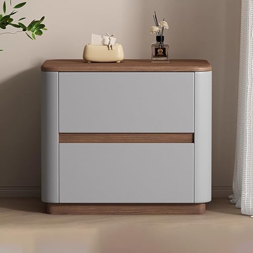 Nachttisch Beistelltisch, Kiefer Nachtschrank Nachtkonsole Nachtkommode, Nachtschrank mit 2 Schubladen und Unsichtbarer Griff, KPlatzsparender Nachttisch für Wohnzimmer Schlafzimmer(Gray,50cm) von SOFACHEN