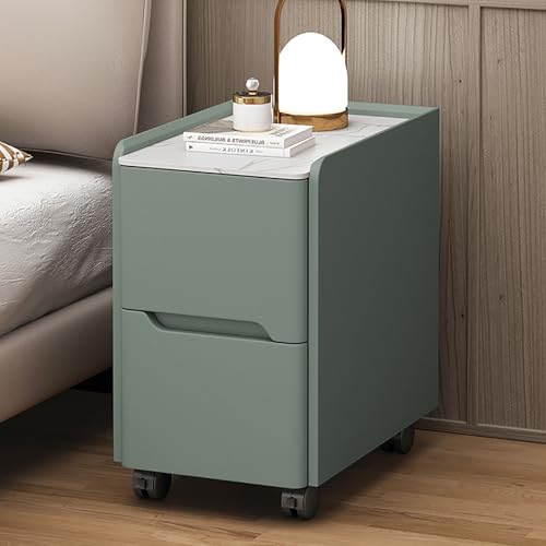 Nachttisch Beistelltisch, Nachtschrank Nachtkonsole, Nachtkommode Schlafzimmer Schrank, Kommode Beistelltisch mit 2 Schubladen, 360° bewegliche Rolle, für Schlafzimmer, Wohnzimmer(Green,30cm) von SOFACHEN