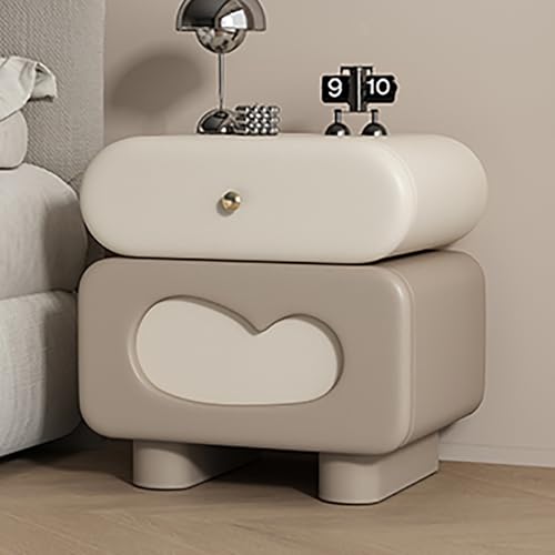 Nachttisch für Schlafzimmer, Nachtschrank mit 2 Schubladen und Metallgriff, Drehbarer Tisch, Holz Modern Nachtkommode mit Massivholzfüßen, Beistelltisch für Schlafzimmer Wohnzimmer(Gray,45cm) von SOFACHEN