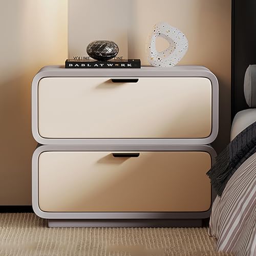 Nachttisch mit 2 Schubladen, Moderner Nachtkasten, Nachttisch Beistelltisch mit Metallgriff und Leises Gleiten, Schlichter Nachtschrank Nachtkommode für Schlafzimmer und Wohnzimmer(Light grey,50cm) von SOFACHEN