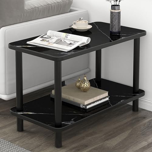 SOFACHEN 2 Tier Nachttisch, Beistelltisch Klein Mit Stauraum, Beistelltisch Schmal Für Wohnzimmer, Schlafzimmer, Balkon, Einfache Aufbau (80 * 40 * 53cm)(Black,23 * 15 * 20"(60 * 40 * 53cm)) von SOFACHEN