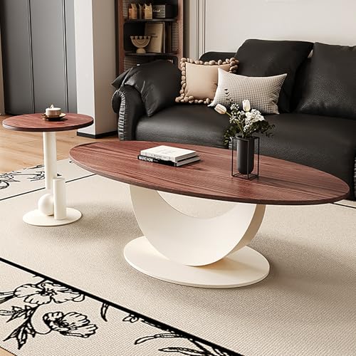 SOFACHEN 2er Set Couchtisch Rund, Mid Century Modern Beistelltisch Mit Massivholzplatte, Frei Kombinierbar, Minimalistische Mitteltische Für Wohnzimmer, Büro, Home Office(Nesting Table(White),100cm) von SOFACHEN