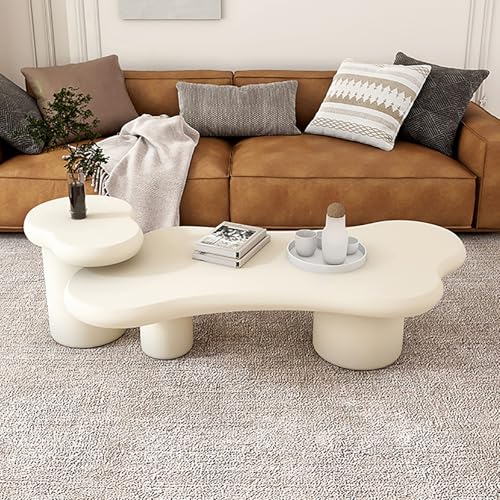 SOFACHEN 2er-Set Couchtisch aus Massivholz, unregelmäßiger Beistelltisch mit abgerundeten Ecken, Mid-Century Modern Beistelltisch-Set für kleine Räume, Wohnzimmer, Büro(Nesting Table(beige),120cm) SOFACHEN 2er-Set Couchtisch aus Massivholz, unregelmäßiger Beistelltisch mit abgerundeten Ecken, Mid-Century Modern Beistelltisch-Set für kleine Räume, Wohnzimmer, Büro(Nesting Table(beige),120cm) von SOFACHEN