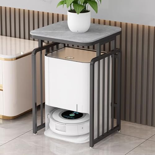 SOFACHEN Aufbewahrungsort Ständer für Roboterstaubsauger, Modernes Staubsaugroboter-Aufbewahrungsregal mit Universalrädern, Staubsauger-Präsentationsregal für Wohnzimmer(Black+Gray,60cm) von SOFACHEN