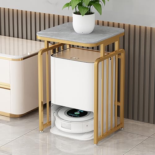 SOFACHEN Aufbewahrungsort Ständer für Roboterstaubsauger, Modernes Staubsaugroboter-Aufbewahrungsregal mit Universalrädern, Staubsauger-Präsentationsregal für Wohnzimmer(Gold+Gray,60cm) von SOFACHEN