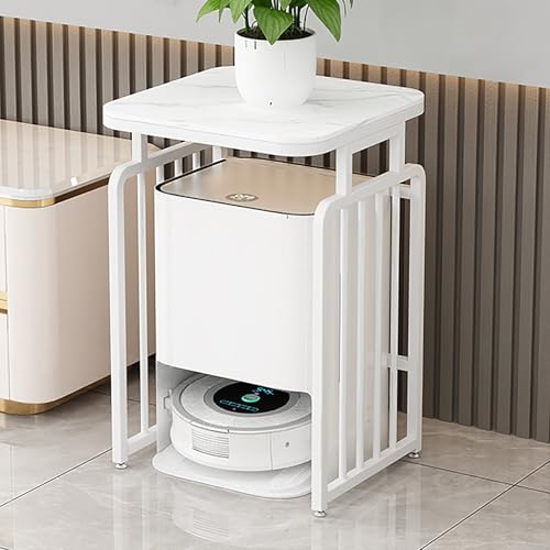 SOFACHEN Aufbewahrungsort Ständer für Roboterstaubsauger, Modernes Staubsaugroboter-Aufbewahrungsregal mit Universalrädern, Staubsauger-Präsentationsregal für Wohnzimmer(White,55cm) von SOFACHEN