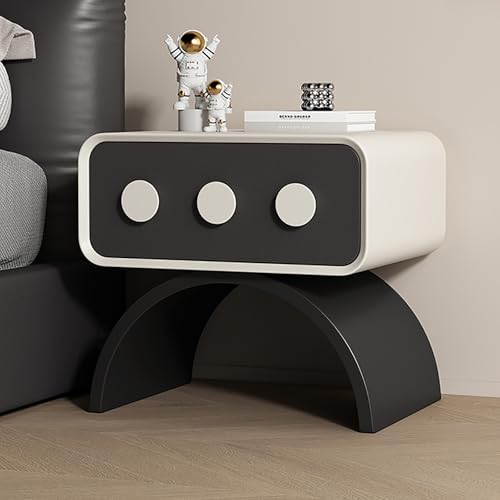 SOFACHEN Massivholz Nachtschrank, Nachtkonsole Nachtkommode Schrank, Kommode Beistelltisch mit 1 Schubladen, Gewölbte Schrankfüße, Platzsparender Nachttisch für Wohnzimmer Schlafzimmer(White,45cm) von SOFACHEN