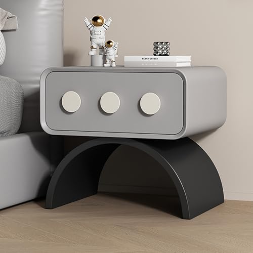 SOFACHEN Massivholz Nachtschrank, Nachtkonsole Nachtkommode Schrank, Kommode Beistelltisch mit 1 Schubladen, Gewölbte Schrankfüße, Platzsparender Nachttisch für Wohnzimmer Schlafzimmer(Gray,40cm) von SOFACHEN