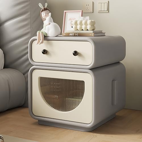 SOFACHEN Moderner Nachttisch, Nachtschrank Schlichter Beistelltisch, Nachtkommode mit 2 Schubladen und Metallgriff, Stark und stabil, Platzsparender Nachtkasten für Wohnzimmer Schlafzimmer(Gray,50cm) von SOFACHEN