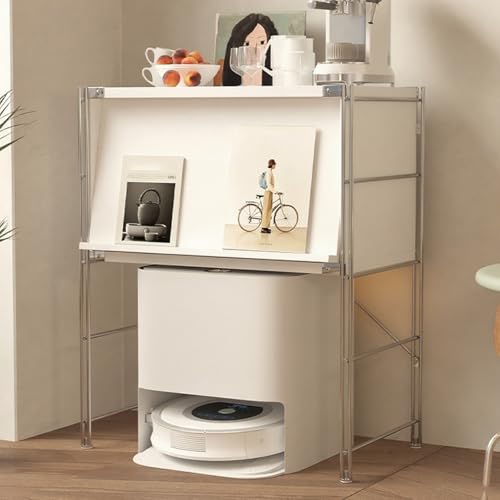 SOFACHEN Multifunktionaler moderner Staubsauger-Aufbewahrungsständer, mobiles Kehrroboter-Organizer-Regal mit Klapptür, Roboter-Aufbewahrungsregal für Wohnung, Büro, Garage(70cm) von SOFACHEN