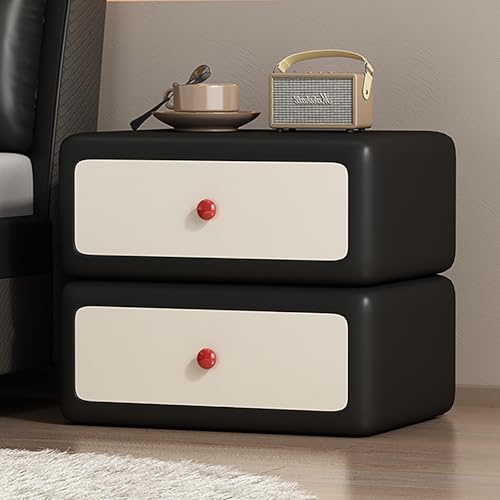 SOFACHEN Nachtkommode mit 2 Schubladen Schlichter Beistelltisch Sofatisch Schubladenschrank für Schlafzimmer/Wohnzimmer mit Leises Gleitenund Metallgriff für Schlafzimmer, Wohnzimmer(Black,45cm) von SOFACHEN