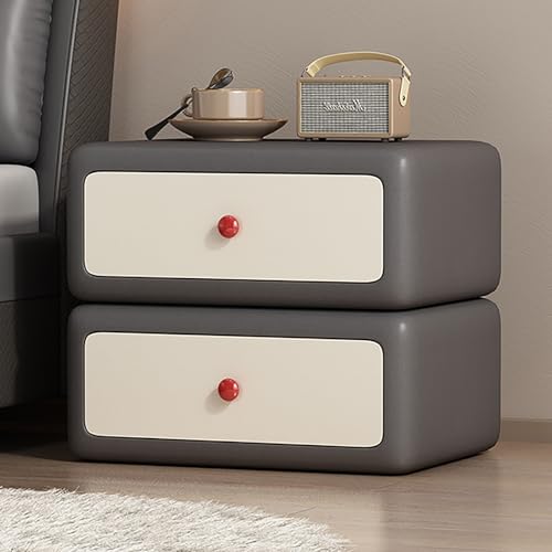 SOFACHEN Nachtkommode mit 2 Schubladen Schlichter Beistelltisch Sofatisch Schubladenschrank für Schlafzimmer/Wohnzimmer mit Leises Gleitenund Metallgriff für Schlafzimmer, Wohnzimmer(Dark Gray,50cm) von SOFACHEN