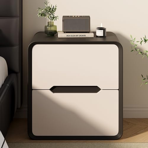 SOFACHEN Nachttisch, Massivholz Nachtkasten, Nachtschrank Nachtkonsole, Nachtkommode mit 2 Schubladen, Schlichter Beistelltisch Sofatisch, Schubladenschrank für Schlafzimmer/Wohnzimmer(Black,40cm) von SOFACHEN