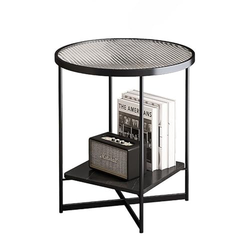 SOFACHEN Nachttisch,couchtisch Rund, Wohnzimmertisch 50x60cm,Beistelltisch Klein Mit Stauraum Tisch Wohnzimmer Für Wohnzimmer, Schlafzimmer, Balkon, Einfache Aufbau(Black,19.6x23.6(50x60cm)) von SOFACHEN