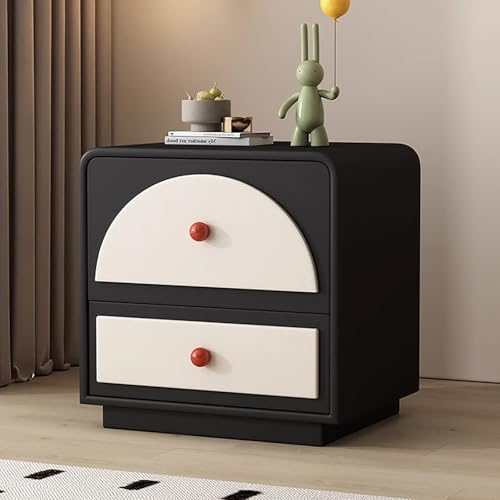 SOFACHEN Nachttisch Beistelltisch, Nachtschrank für Schlafzimmer, Nachtkommode mit 2 Schubladen und Leises Gleiten, Schlichter Sofatisch Schubladenschrank für Schlafzimmer/Wohnzimmer(Black,40cm) von SOFACHEN
