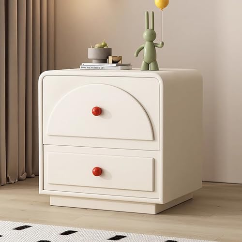 SOFACHEN Nachttisch Beistelltisch, Nachtschrank für Schlafzimmer, Nachtkommode mit 2 Schubladen und Leises Gleiten, Schlichter Sofatisch Schubladenschrank für Schlafzimmer/Wohnzimmer(White,45cm) von SOFACHEN