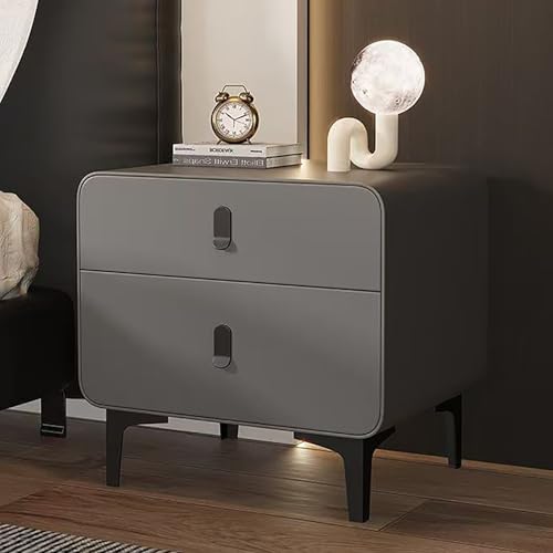SOFACHEN Nachttisch aus Massivholz, Nachtkonsole Schlafzimmer, Schrank Kommode, Beistelltisch mit 2 Schubladen, Assemblage sans Outils, Nachtkommode für Schlafzimmer und Wohnzimmer(Dark Grey,45cm) von SOFACHEN