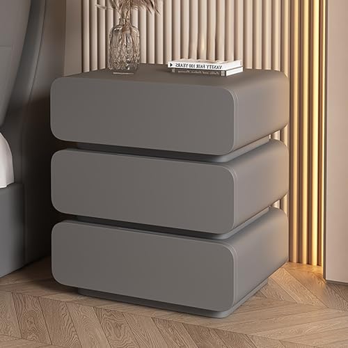 SOFACHEN Schlichter Nachtschrank, Nachttisch für Schlafzimmer, Nachtschrank mit 3 Schublades, Holz Modern Nachtkommode mit Versteckter Griff, Beistelltisch für Schlafzimmer Wohnzimmer(Dark Gray,45cm) von SOFACHEN