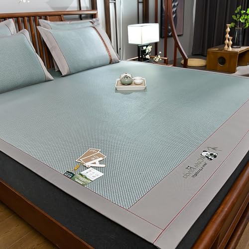 SOFACHEN Sommer Schlafmatte Bambus, Falten Bambus Bettmatte, Sommer Rattan Mattenbett, Bambusmatte Bett Schlafen Pad, Für Die Kühlung Im Schlafzimmer Zu Hause-faltbar Atmungsaktiv(Color C,150cm) von SOFACHEN