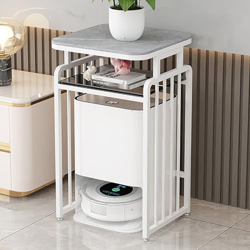Saugroboter Ständer Staubsauger, Kehrroboter-Lagerregal mit Universalrollen, kleine Beistelltische fürs Badezimmer, offene Lagerregale fürs Wohnzimmer, Balkon(White-A,55cm) von SOFACHEN