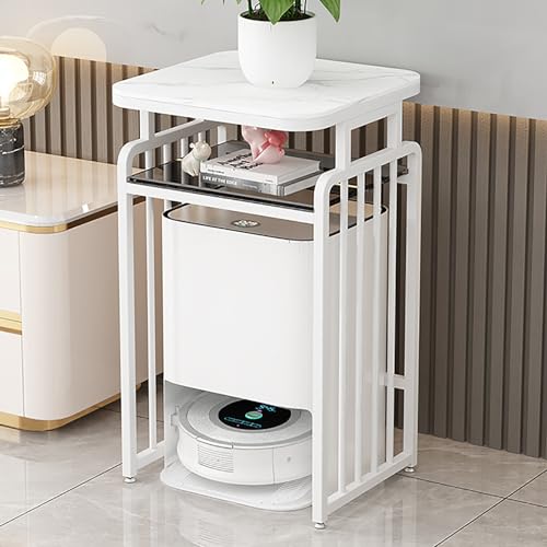 Saugroboter Ständer Staubsauger, Kehrroboter-Lagerregal mit Universalrollen, kleine Beistelltische fürs Badezimmer, offene Lagerregale fürs Wohnzimmer, Balkon(White-B,50cm) von SOFACHEN