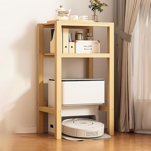 Saugroboter Ständer Staubsauger, freistehendes Holzregal mit doppellagiger Lagerung, Kehrroboter-Organizer-Regal für Wohnzimmer, Home Office(Double-Layer,70cm) von SOFACHEN