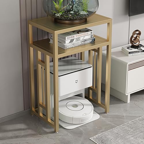 Staubsauger Roboter Halter, Standschrank-Beistelltisch Mit Antirutschmatten, Saugroboter Ständer Für Das Nesthaus des Roboterstaubsaugers Für Wohnzimmer, Esszimmer(Gold,70cm) von SOFACHEN