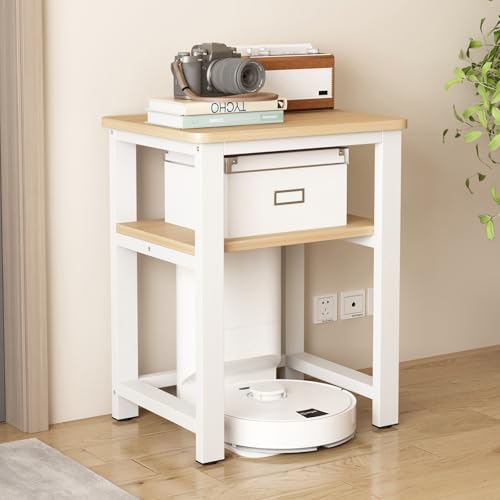 Supporto Per Robot Aspirapolvere, Offene Ablagefächer Mit Geräuscharmen Matten, Platzsparendes Freistehendes Regal Für Wohnzimmer, Büro, Flur, Eingangsbereich(Wood Color,65x40cm) von SOFACHEN