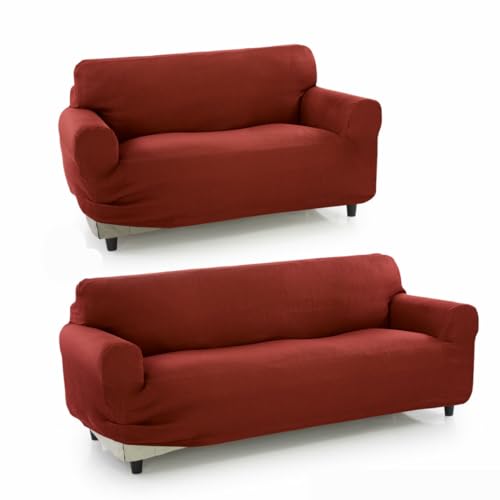 SOFAKOVER® Super elastischer Sofabezug, 2er-Pack, für 3- und 2-Sitzer, atmungsaktiv, bequem und langlebig, Sofaüberwurf, einfach anzubringen, 2+3-Sitzer, Orange von SOFAKOVER