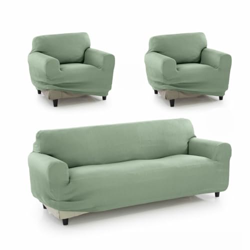 SOFAKOVER® Super elastischer Sofabezug, atmungsaktiv, bequem und langlebig, einfach anzubringen, für 3-Sitzer und Zwei Bezüge für 1-Sitzer, Türkis von SOFAKOVER