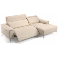 Leder Ecksofa Mini bella Rechts Creme s: 209 Breite x 100 Tiefe Füße: Matt-Schwarz - Creme - Sofanella von SOFANELLA